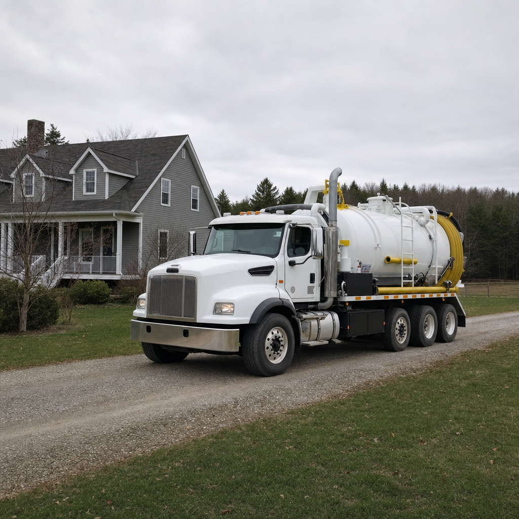 Septic vacuum truck arriving at a Phoenix home for same-day emergency service