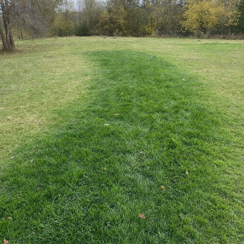 A soggy, unusually green patch of lawn over the drain field of a Phoenix home, a sign the septic tank needs pumping